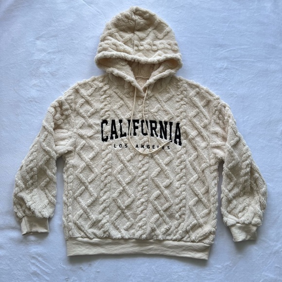 unbranded Sweaters - Cream Hooded Sweatshirt with California Print, Size S